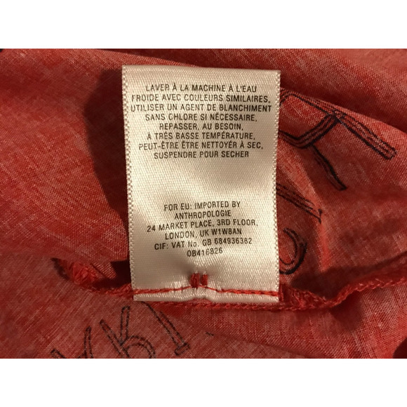 Anthropologie Maeve Art House Red Paris London Milan Button Down Blouse-Size 0 - Picture 9 of 9